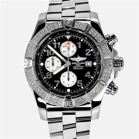 Breitling Super Avenger A13370 50MM Diamond Watch 25 Ct